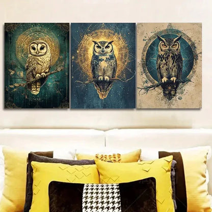 3pcs Classic Modern Owl Wall Art Set Canvas Unframed - High Quality Print 100% Australian Made Wall Canvas