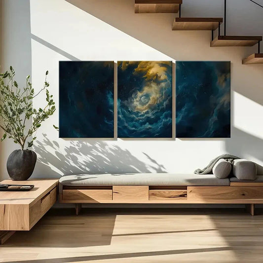 3pcs Moonlit Sky Celestial Clouds Starry Night Metal Print Ready to Hang Art