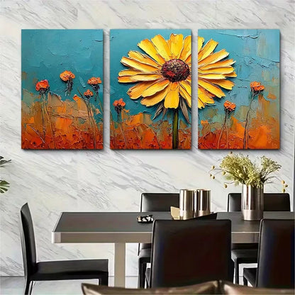 3pcs Dandelion Art Floral Impasto Metal Print Ready to Hang Art