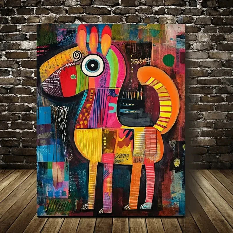 Beautiful Contemporary Abstract Dog Bohemian Painting 40x60cm Metal Print Ready to Hang