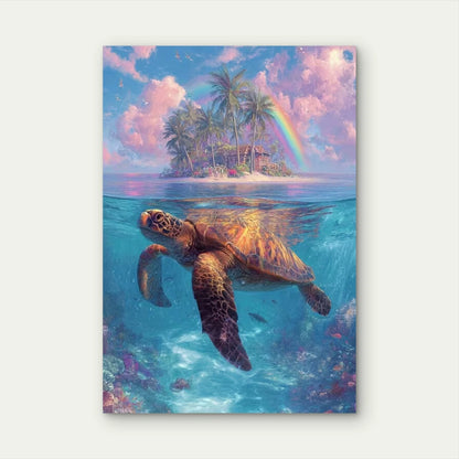 Tropical Sea Turtle Ocean Metal Print Ready to Hang