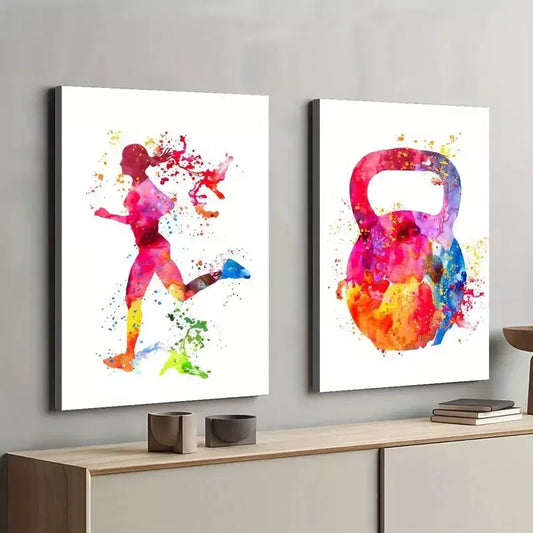 2pcs Artistic Sports Modern Classic Color Splashes Framed 50x75cm - High Quality Print 100% Australian Made Wall Canvas Ready to Hang