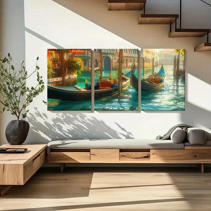 3pcs Venetian Gondolas Water Reflections Metal Print Ready to Hang Art