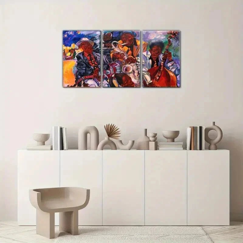 3pcs Saxophone Mural Abstract Music Art Vibrant Metal Print Ready to Hang