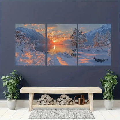 3pcs Lake Chelan Painting Washington Watercolor Metal Print Ready to Hang Art