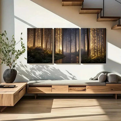 3pcs Mystical Nature Enchanted Forest Pathway Metal Print Ready to Hang Art