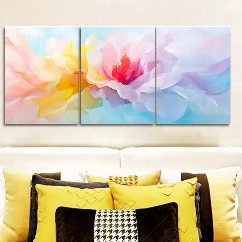 3pcs Triptych Abstract Fluid Colourful Modern Metal Print Ready to Hang Art