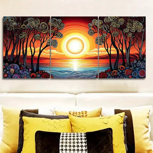 3pcs Beautiful Aboriginal Pointillations Metal Print Ready to Hang Art