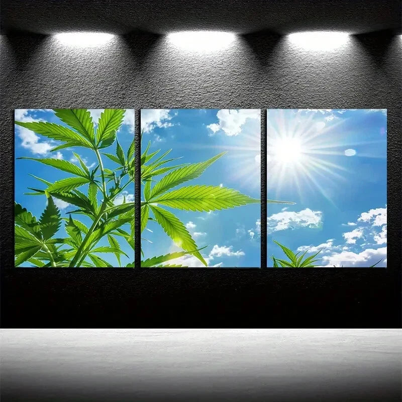 3pcs Vibrant Greenery Landscape Metal Print Ready to Hang Art