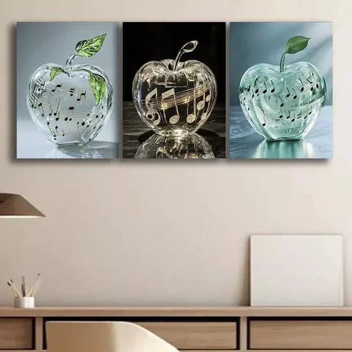 3pcs Notes Apple Canvas Framed 60x90cm - High Quality Print 100% Australian Made Wall Canvas Ready to Hang