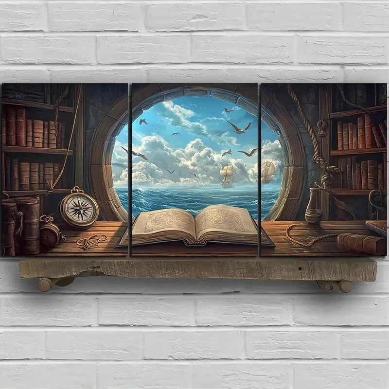 3pcs Clouds Outside The Window White Clouds Metal Print Ready to Hang Art