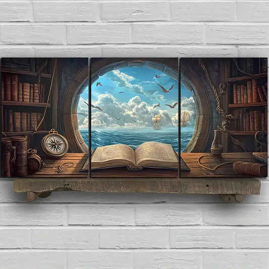 3pcs Clouds Outside The Window White Clouds Metal Print Ready to Hang Art