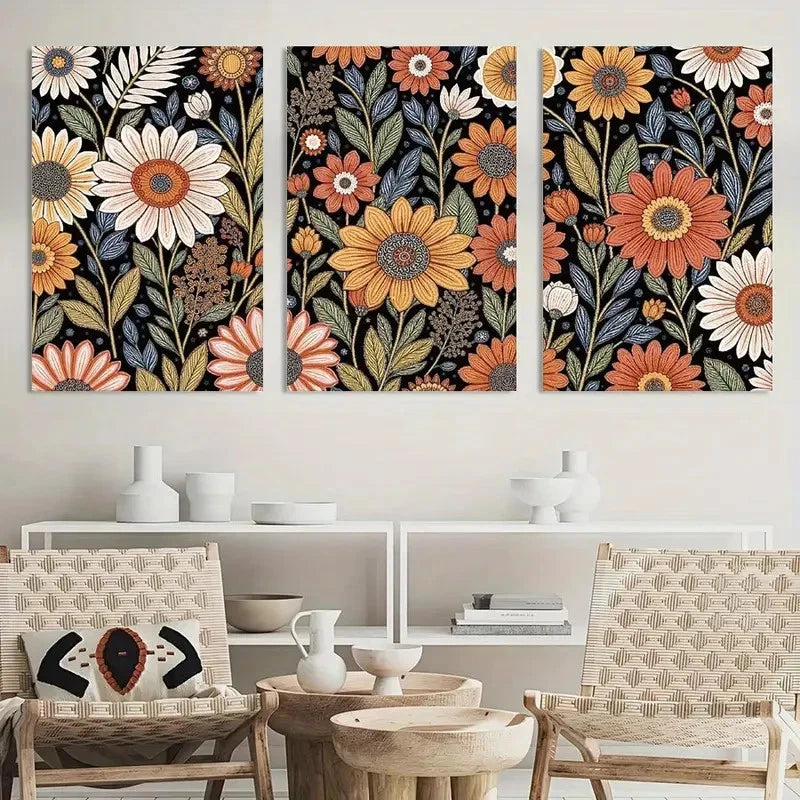 3pcs Painting Abstract Boho Colorful Metal Print Ready to Hang Art