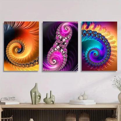 3pcs ,Abstract Swirl Prints Metal Print Ready to Hang Art