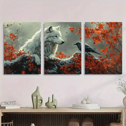 3pcs Rutkowski Wolf and Raven Fantasy Metal Print Ready to Hang Art