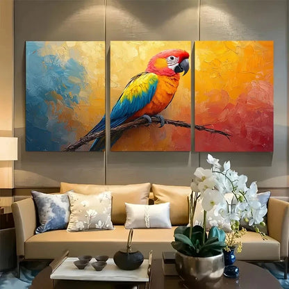 3pcs Vibrant Tropical Parrot Metal Print Ready to Hang Art