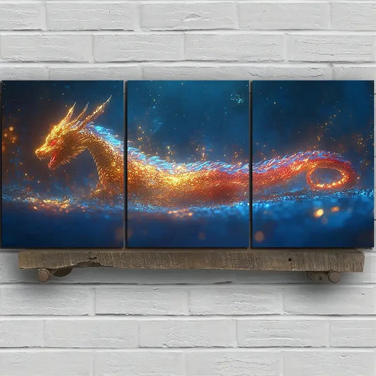 3pcs Beautiful Dragon Stunning Red Eyes Metal Print Ready to Hang Art