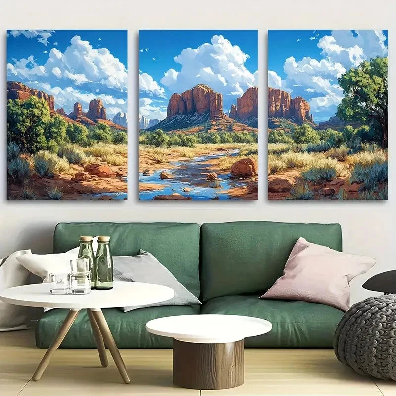3pcs Bell Rock Butte Sedona Arizona Red Rock Metal Print Ready to Hang Art