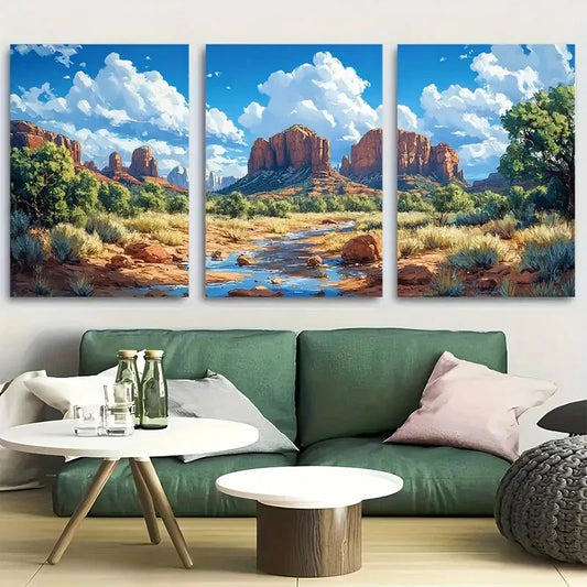3pcs Bell Rock Butte Sedona Arizona Red Rock Metal Print Ready to Hang Art