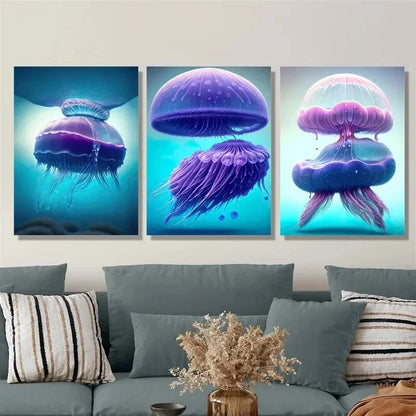 3pcs ,Wonderful marine life decorative paintings, Metal Print Ready to Hang Art