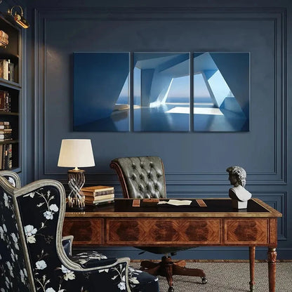 3pcs Abstract Architecture Geometric Shapes Metal Print Ready to Hang Art