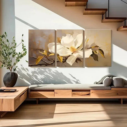 3pcs Blooming Magnolia Flowers Decor Wall Art Set Canvas Framed 40x60cm - High Quality Print 100% Australian Made Wall Canvas Ready to Hang