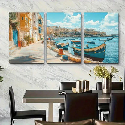 3pcs Tropical Décor Botanical Malta Perfect Wall Art Set Canvas Framed 40x60cm - High Quality Print 100% Australian Made Wall Canvas Ready to Hang