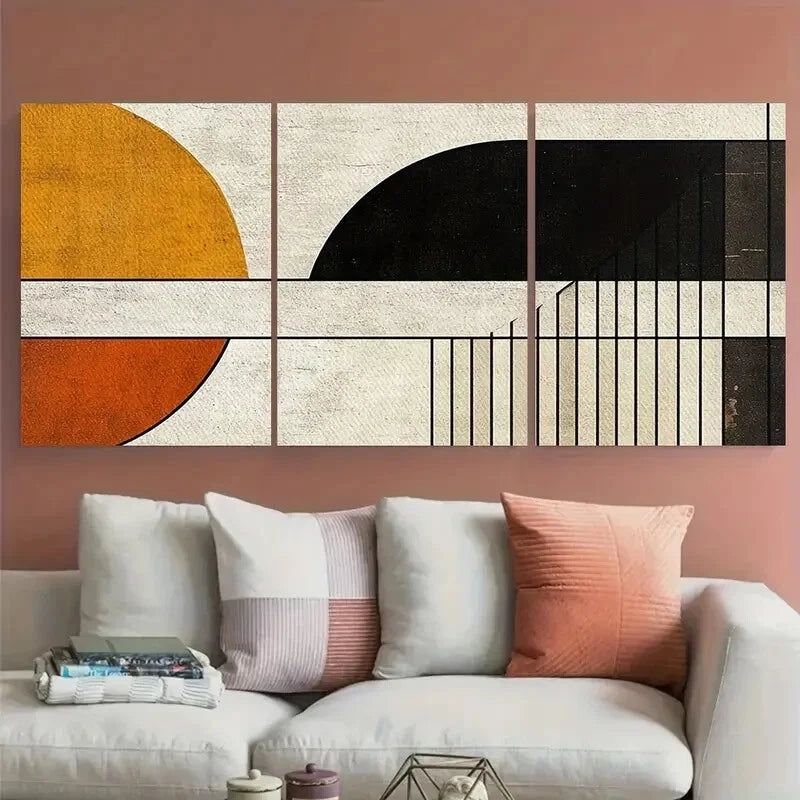 3pcs Modern Minimalist Abstract with Earth Tones Metal Print Ready to Hang Art