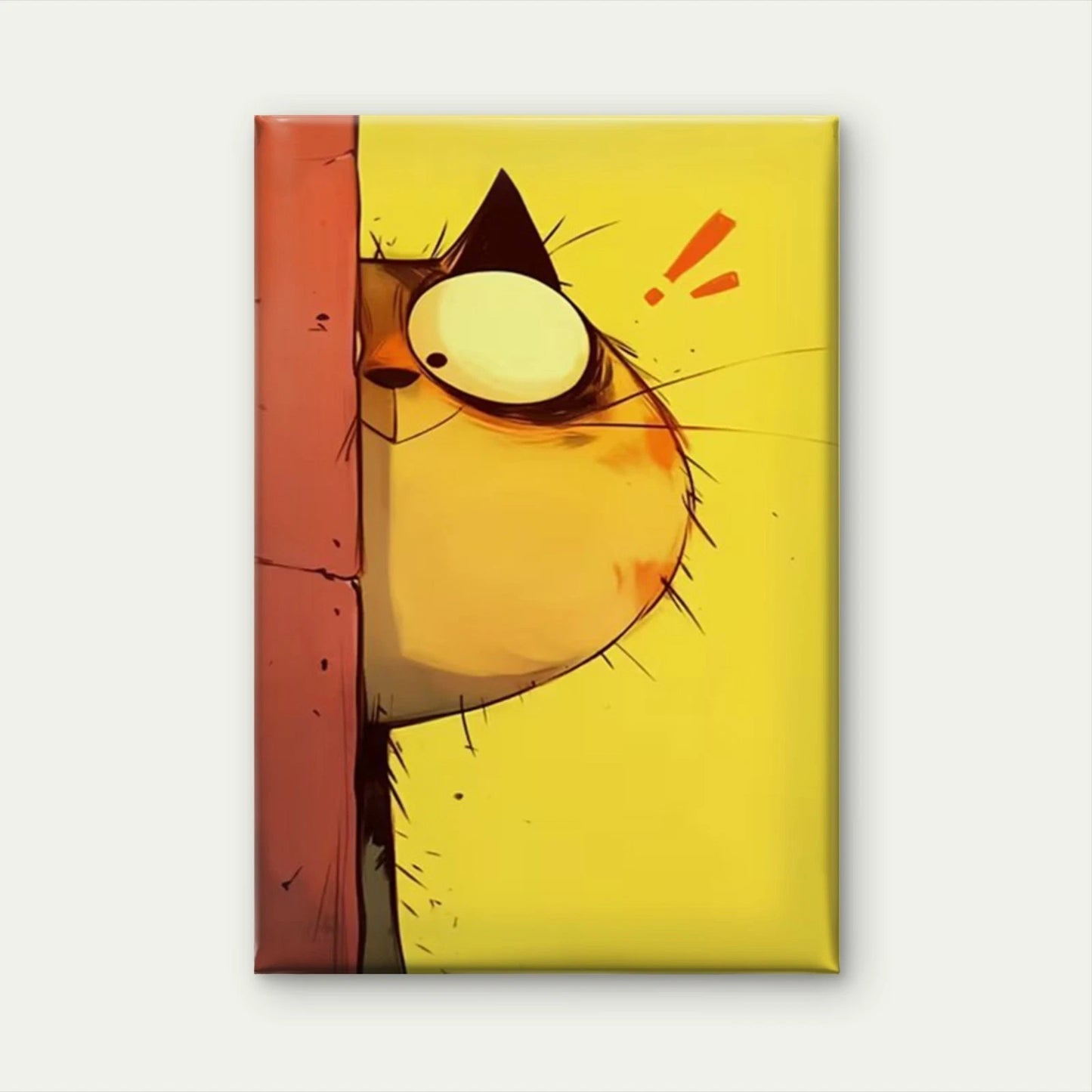 Whimsical Peeking Cat Oil Painting 60x90cm Metal Print Ready to Hang