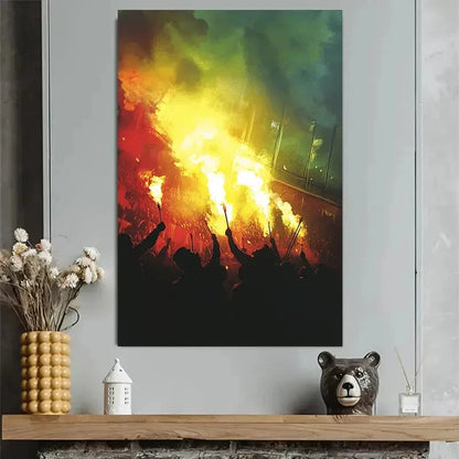 Flame Burning Passion Football Match Poster 40x60cm Metal Print Ready to Hang