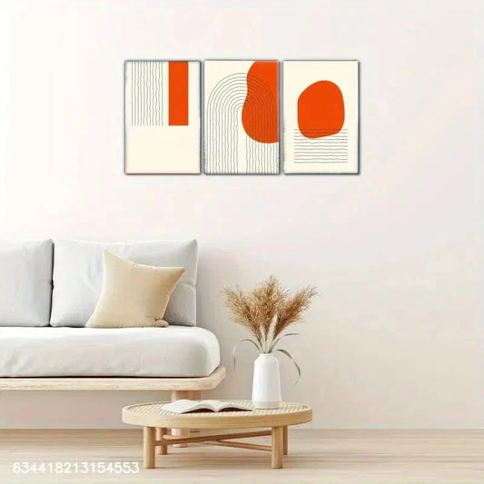 3pcs Minimalist Black & White Geometric Patterns Metal Print Ready to Hang Art