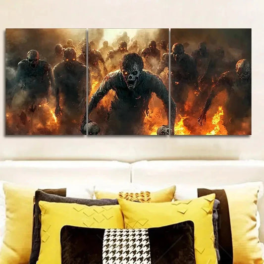 3pcs Zombie Apocalypse Triptych Metal Print Ready to Hang Art