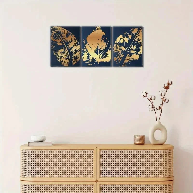 3pcs Botanical Leaf Art Floral Art Decor Poster Metal Print Ready to Hang Art