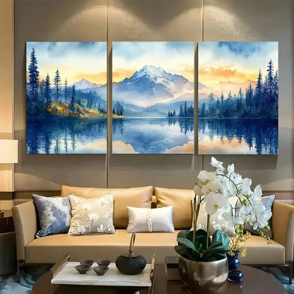 3pcs Mount Rainier, Washington Mountains Metal Print Ready to Hang Art