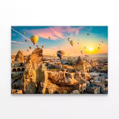 Hot Air Balloons At Sunset  Wall Art Decor 100% Australian Made