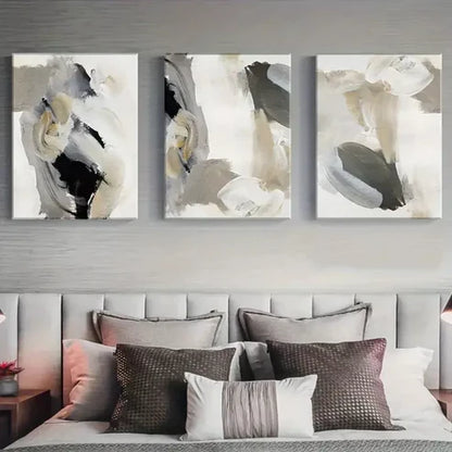3pcs Black Beige Grey Art with Golden Wall Art Set Canvas Unframed - High Quality Print 100% Australian Made Wall Canvas