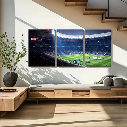 3pcs Football Stadium Champions League Wall Art Canvas Unframed - High Quality Print 100% Australian Made Wall Canvas