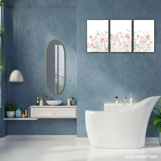 3pcs Florals Boho Prints Wildflower Wall Art Metal Print Ready to Hang Art