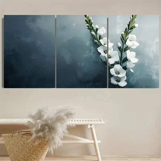 3pcs Nature White Snapdragon Flowers Peaceful Metal Print Ready to Hang Art