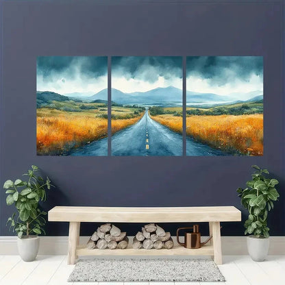 3pcs Ring of Kerry Watercolor Road Landscape Scene Metal Print Ready to Hang Art