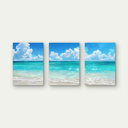 3pcs Crystal Clear Lagoon Spans Three Panels Wall Art Set Canvas Framed 60x90cm - High Quality Print 100% Australian Made Wall Canvas Ready to Hang