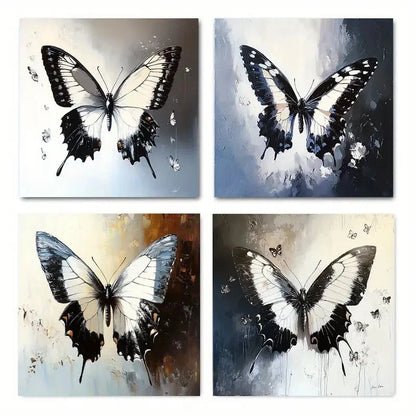 4pcs Elegant Butterfly Wall Art Canvas Framed