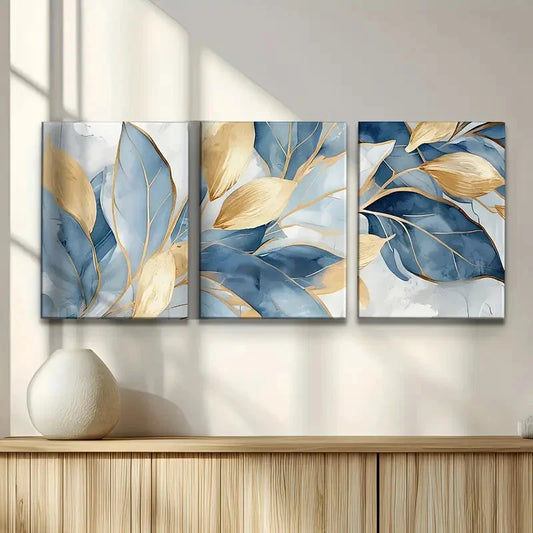 3pcs Abstract Leaf Art Painting Metal Print Ready to Hang Art
