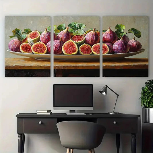 3pcs Kitchen Still Life of a Figs Food Fruit Metal Print Ready to Hang Art