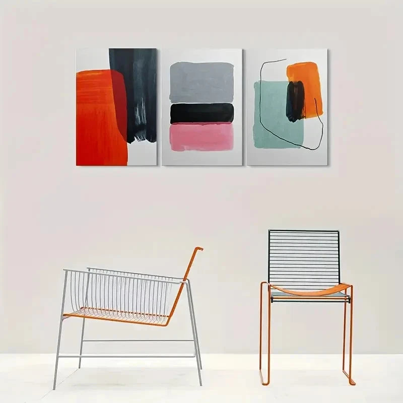 3pcs Modern Abstract Geometric Pattern Metal Print Ready to Hang Art