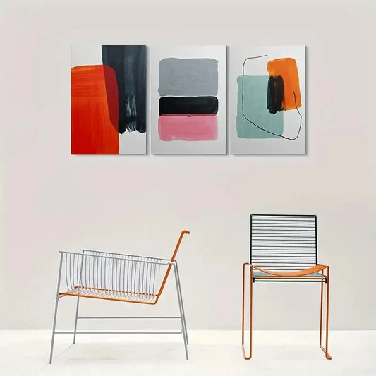 3pcs Modern Abstract Geometric Pattern Metal Print Ready to Hang Art