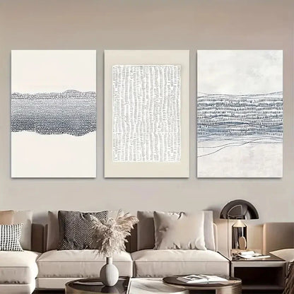 3pcs Blue White Abstract Illustration Print Metal Print Ready to Hang Art