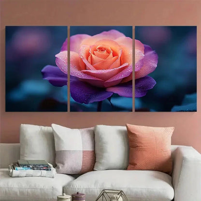 3pcs Purple Rose Floral Illustration Wall Art Set Canvas Framed 40x60cm - High Quality Print 100% Australian Made Wall Canvas Ready to Hang