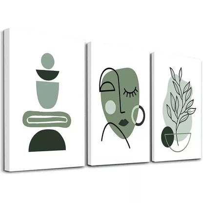 3pcs Minimalist Monochrome Botanical design  Art Set Canvas Framed 50x70cm -  High Quality Print 100% Australian Made Wall Canvas Ready to Hang