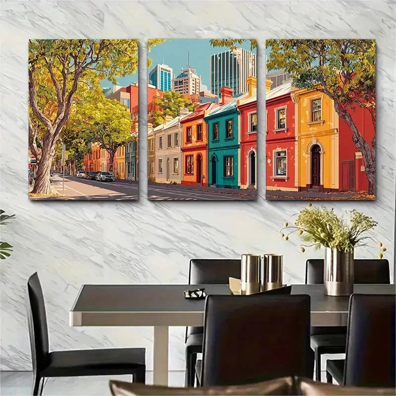 3pcs Perth Cityscape Travel Print Australia Wall Art Set Canvas Framed 60x90cm - High Quality Print 100% Australian Made Wall Canvas Ready to Hang